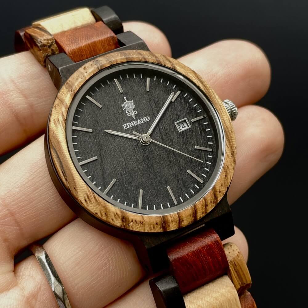 【公式】EINBAND アインバンド エボニーウッド 木製 腕時計 メンズ 40mm クォーツ|木の雑貨とギフト-Mokutopia(モクトピア)公式 ステンレスバックル
