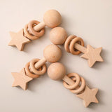 木製ガラガラ・歯固め おもちゃ おしゃぶり 星 1ピース